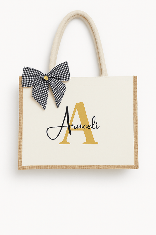 Bolso Yute Inicial y Nombre (vinilo) - Blissium